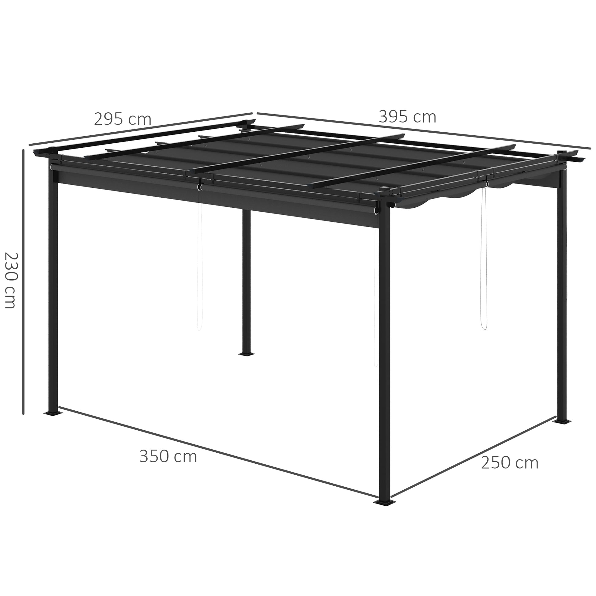 Outsunny Pérgola De Jardín 4x3 M Con Techo Retráctil 4 Cortinas Enrollables_2