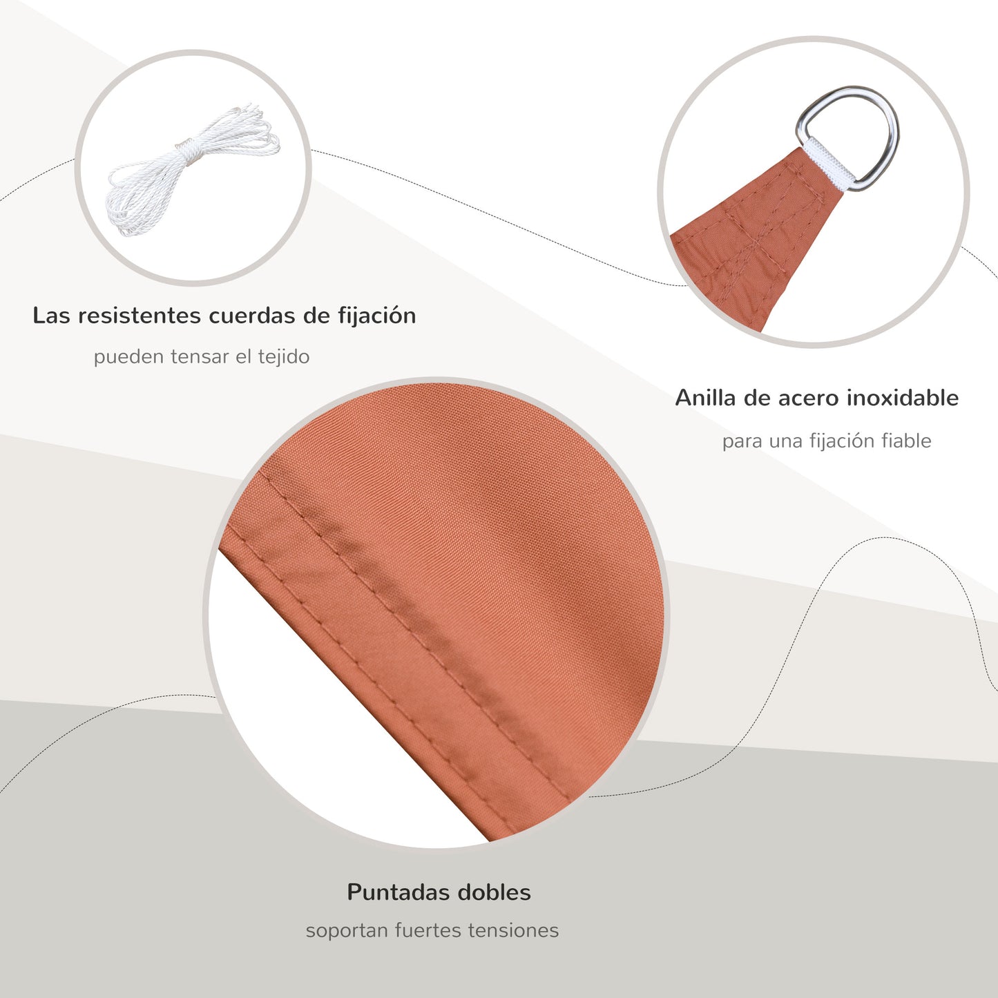 Outsunny Toldo Vela Sombrilla Parasol Triangular De Poliéster 160g/m² Naranja_5