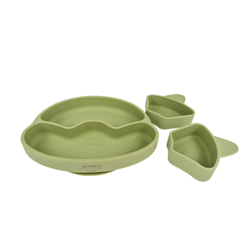 Plato Con Divisiones Extraíbles Y Forma De Perrito - Verde Oliva._1