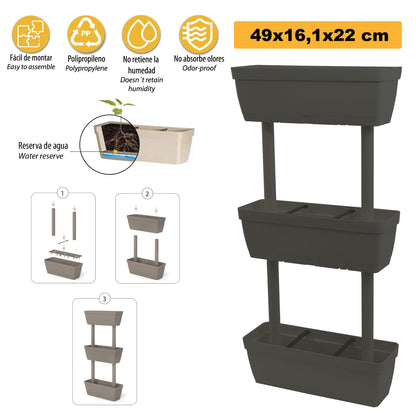 Macetero Vertical De Plástico 3 Niveles
