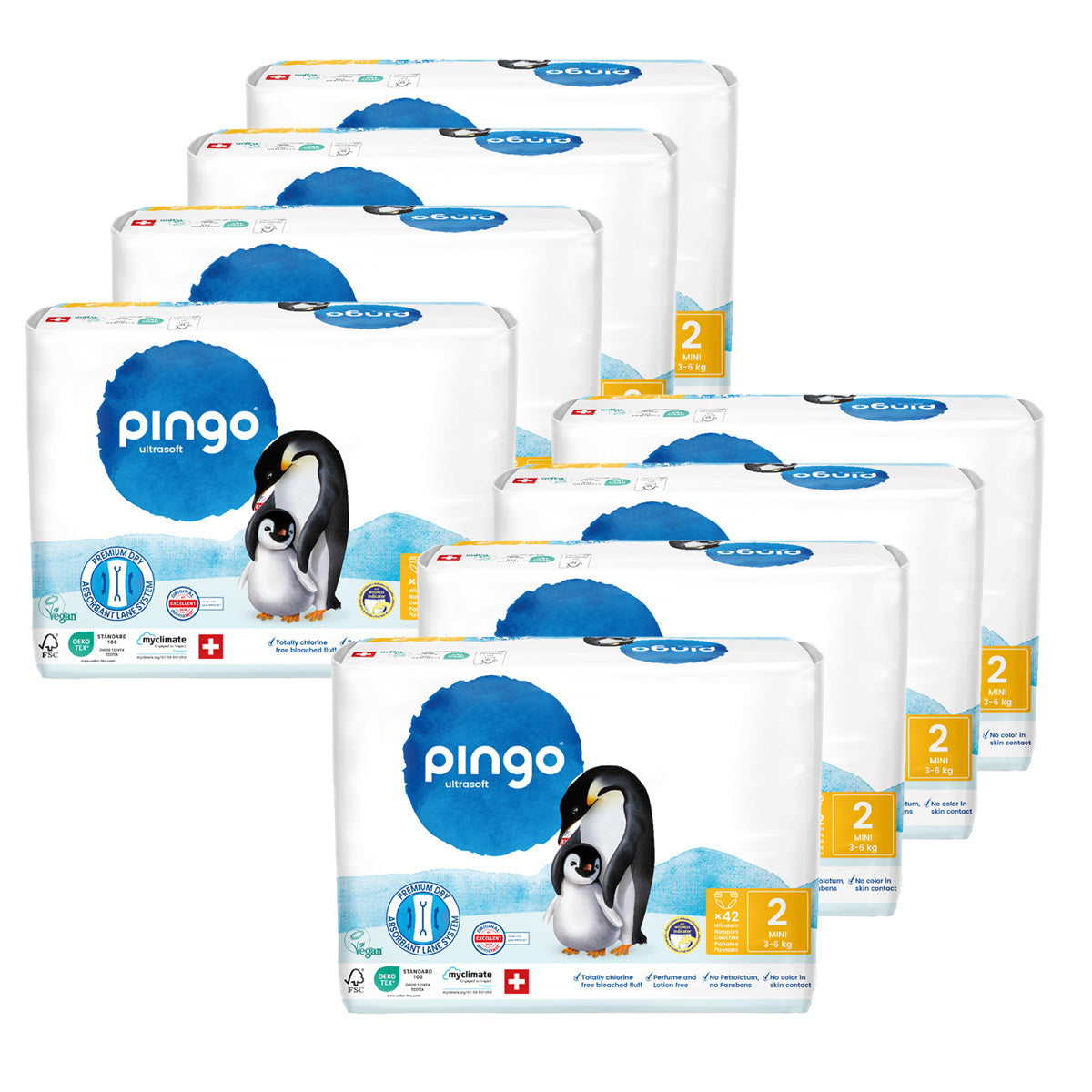 Pack Poupança Fraldas T2 (3-6kg) Pingo 336 Unidades