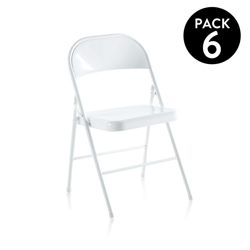 Pack 6 Sillas Plegables Six Metal, Blanco, 46cm X 87 X 46_0