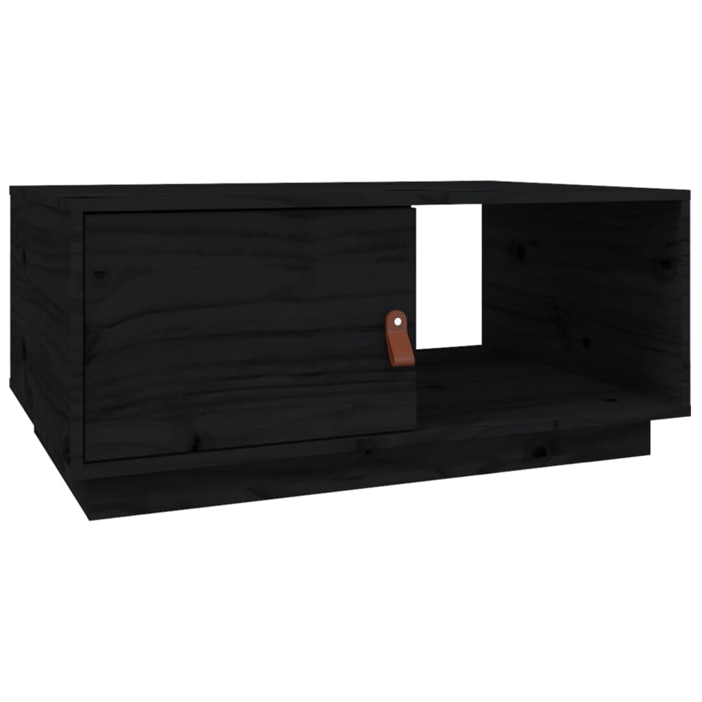 Mesa De Centro De Madera Maciza De Pino Negro 80x50x35,5 Cm_0