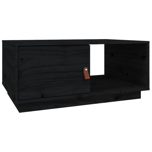 Mesa De Centro De Madera Maciza De Pino Negro 80x50x35,5 Cm_0