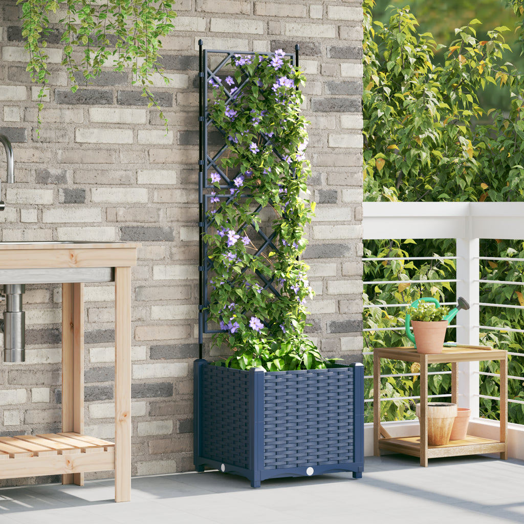 Vidaxl Maceta De Jardín Con Enrejado Gris 40 X 40 X 143 Cm Pp_2