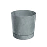 Vaso de cimento puro com pires integrado, cinzento, D13x13