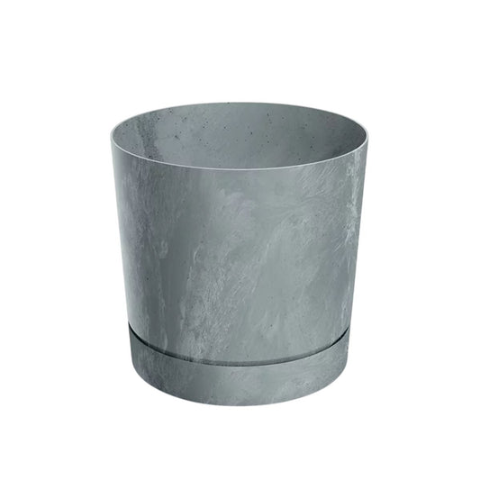 Vaso de cimento puro com pires integrado, cinzento, P 18 x 18