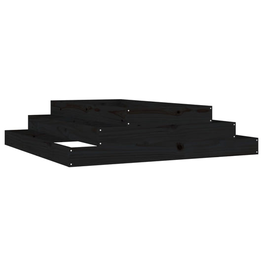 Jardinera Madera Maciza De Pino Negro 110x110x27 Cm_0