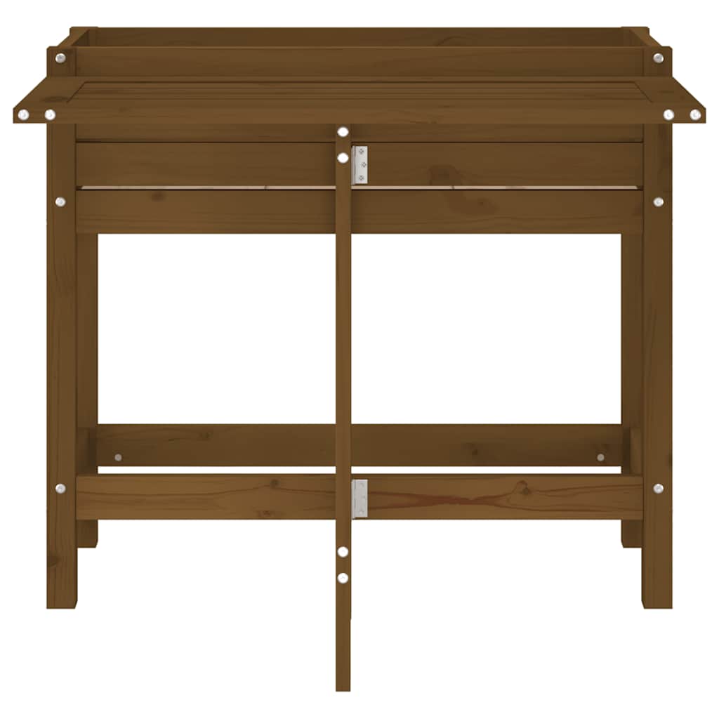 Jardinera Con Tapa Plegable Madera Maciza De Pino Marrón Miel_3