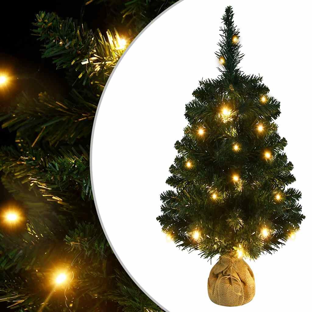 Vidaxl Árbol De Navidad Preiluminado Con Luces Y Soporte Verde 90 Cm_1