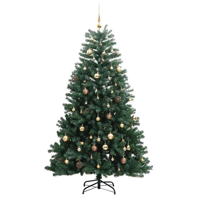 Vidaxl Árbol Navidad Artificial Con Bisagras 150 Led Y Bolas 120 Cm_3