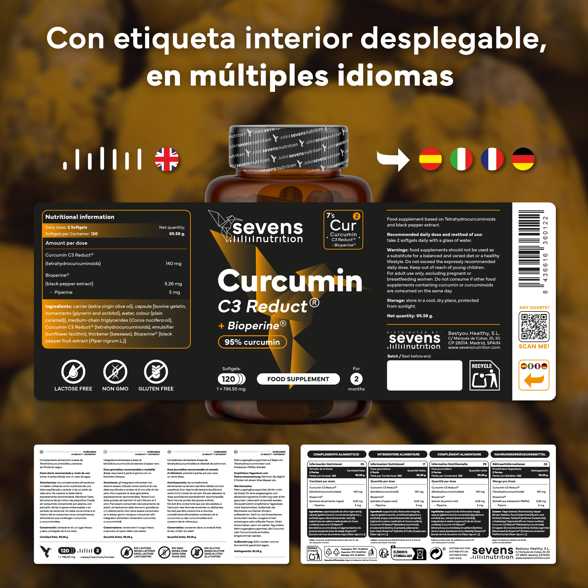 Cúrcuma Con Pimienta Negra + Multivitaminas Con Ginseng. Sevens Nutrition. Antiinflamatorio Y Vitalidad_5