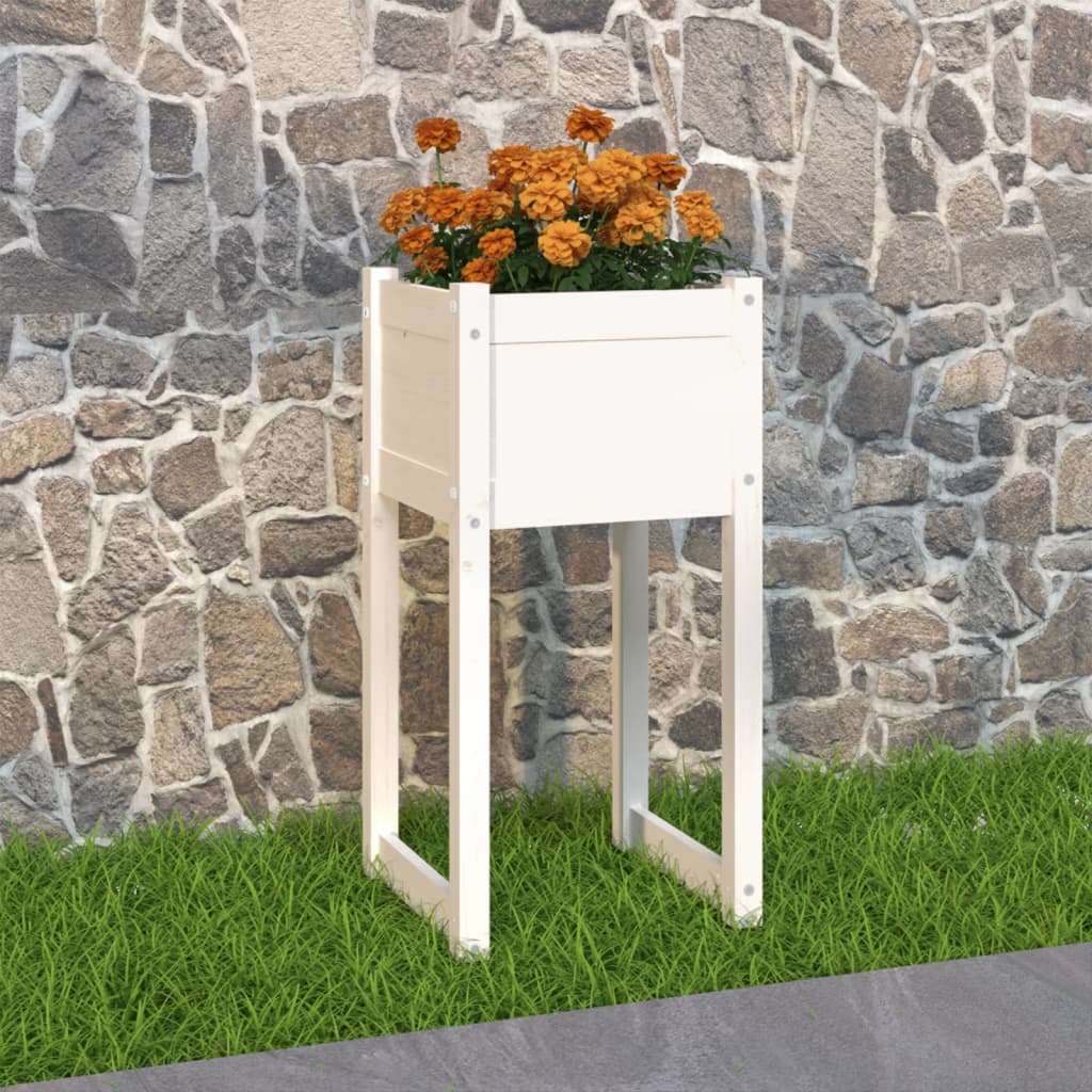 Jardinera Madera Maciza De Pino Blanco 40x40x81 Cm_1