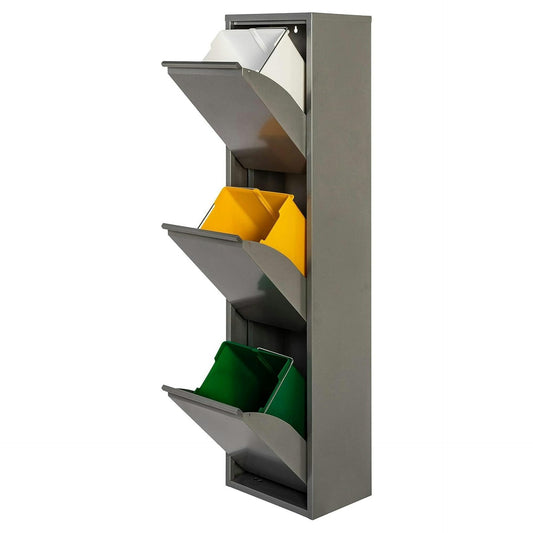 Armário de reciclagem PAT 3 em metal cinzento