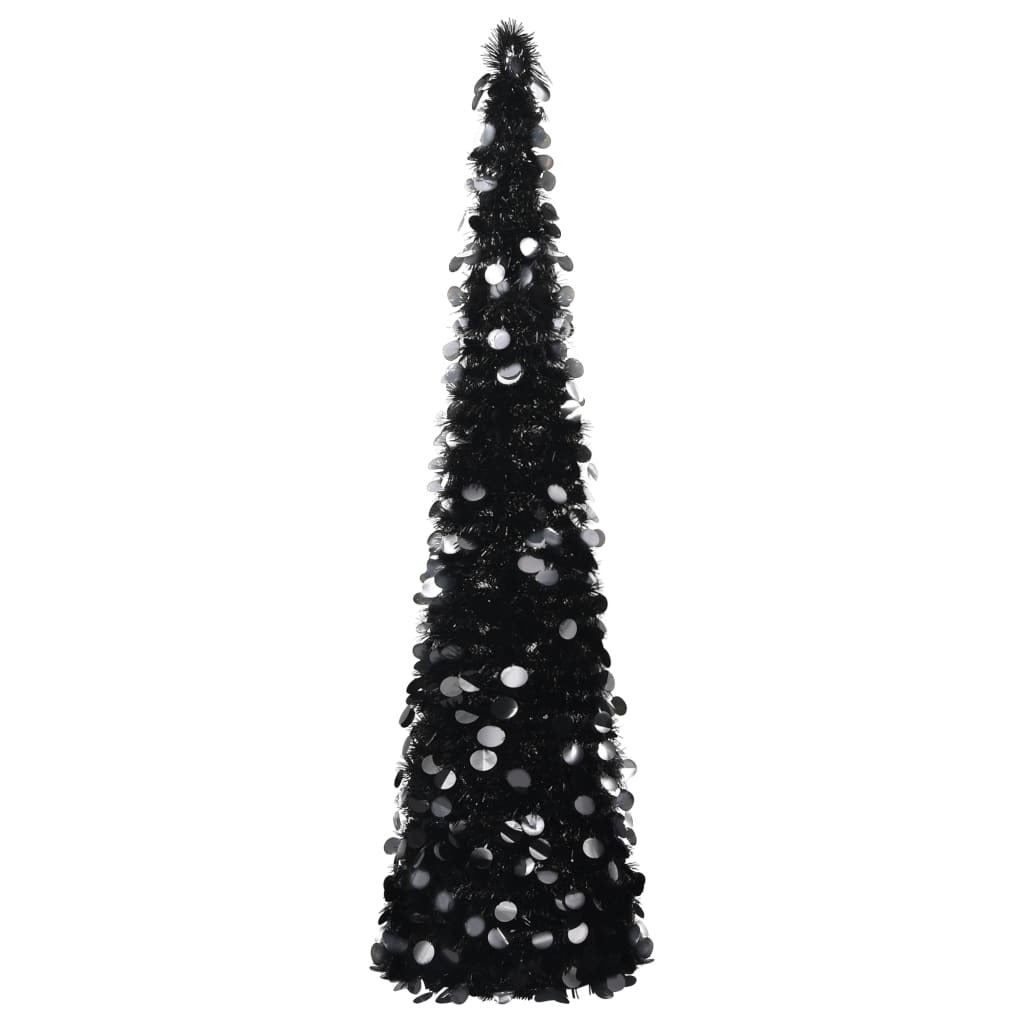 Vidaxl Árbol De Navidad Artificial Emergente Pet Negro 180 Cm_0