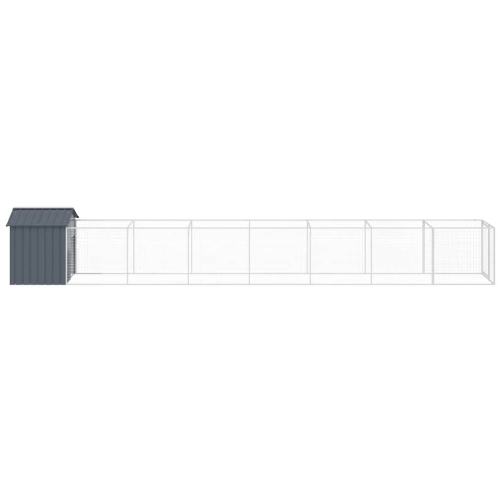 Caseta Perros Con Tejado Acero Galvanizado Gris 117x813x123 Cm_3