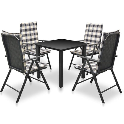 Vidaxl Set Comedor De Jardín 5 Piezas Y Cojines Aluminio Negro_0