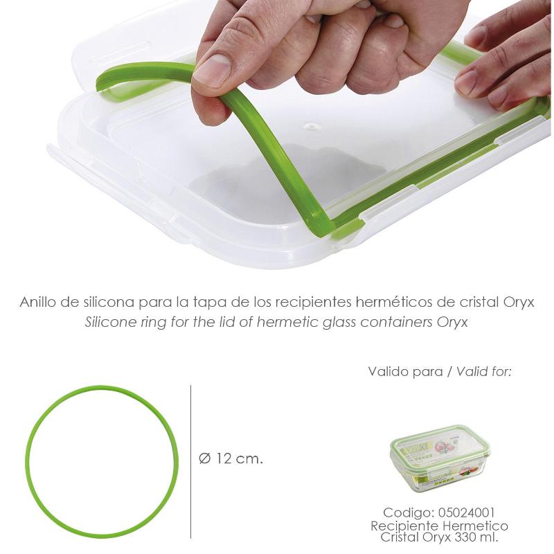 Anillo Silicona Para Recipiente Hermetico Cristal Rectangular 330 Ml.