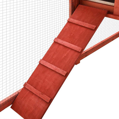 Conejera De Exterior Con Corredor Madera De Abeto Rojo Y Blanco_5