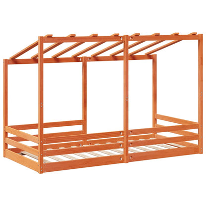 Cama Infantil Con Techo Madera Maciza Pino Marrón 80x200 Cm_5