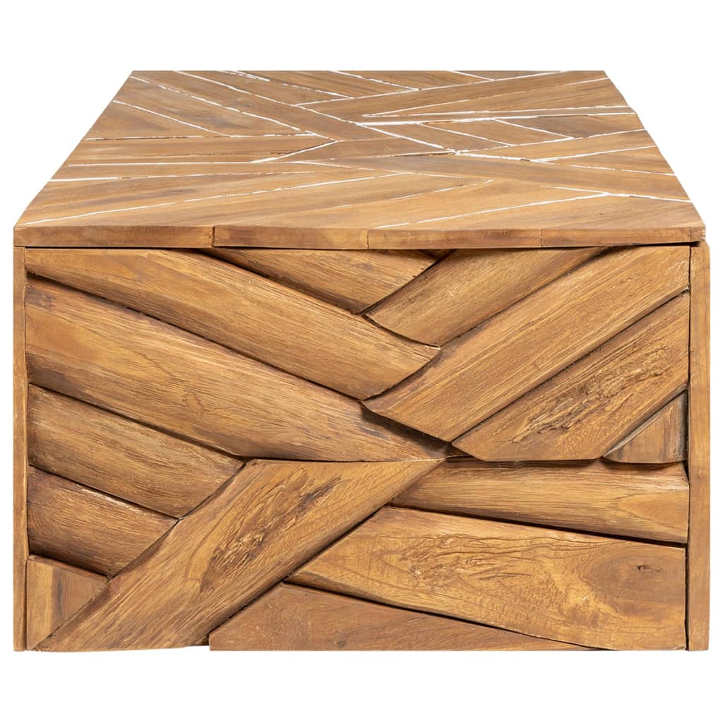 Mesa De Centro Madera Maciza De Teca Erosionada 110x35x38 Cm_1