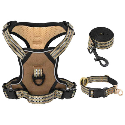 Arnés Para Perros Con Correa Y Collar Ajustable Marrón Xl_3