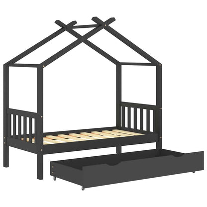 Vidaxl Estructura De Cama Infantil Y Cajón Madera Pino Gris 80x160cm_4
