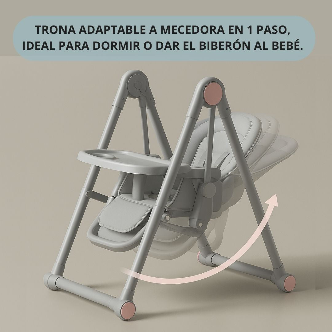 Trona Gris Evolutiva 3 En 1 | Plegable Y Portátil Con Altura | Reposapiés | Respaldo Y Bandeja Todo Ajustables_3