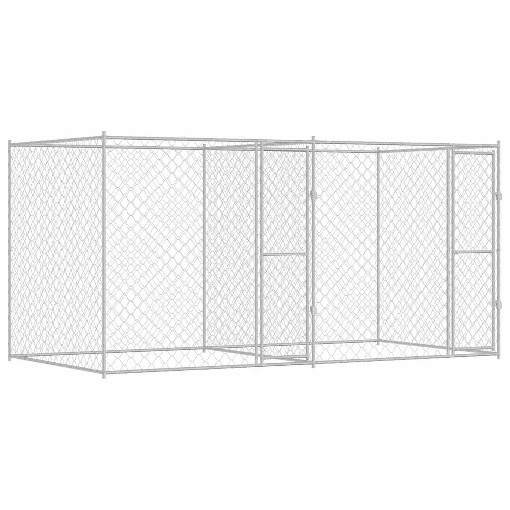 Jaula Para Perro Plateado 400 X 200 X 200 Cm Acero Galvanizado_0