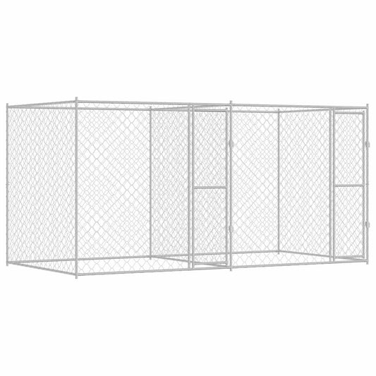 Jaula Para Perro Plateado 400 X 200 X 200 Cm Acero Galvanizado_0