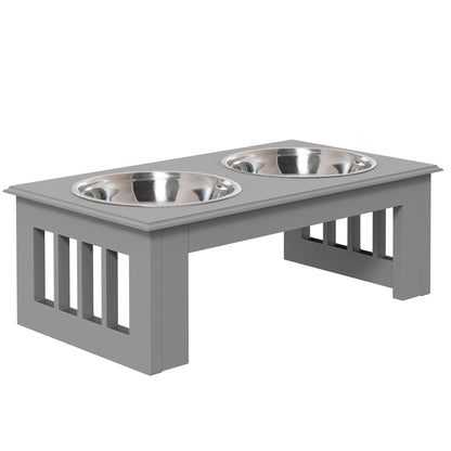 Pawhut Comedero Elevado Para Perros De Acero Inoxidable 44x24x15 Cm Gris_0