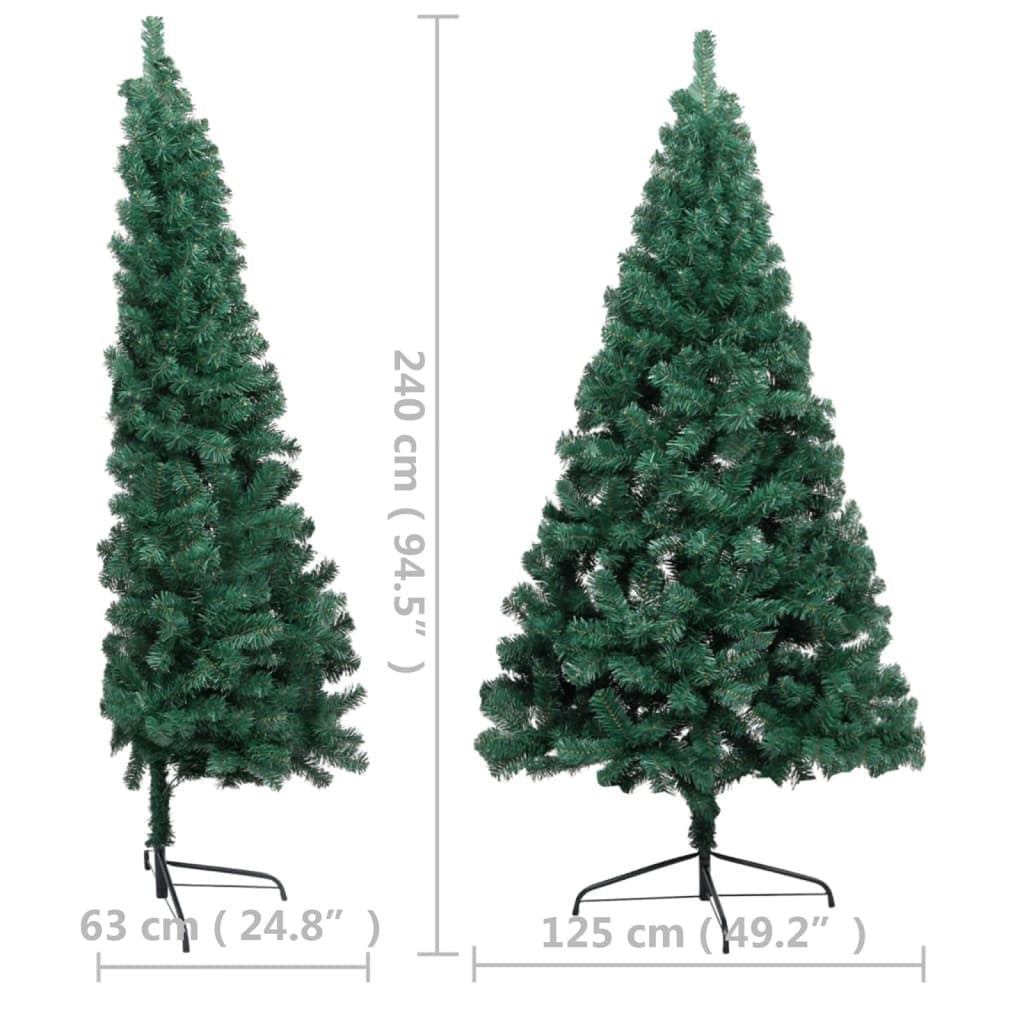 Vidaxl Medio Árbol De Navidad Artificial Led Y Soporte Pvc Verde 240cm_2
