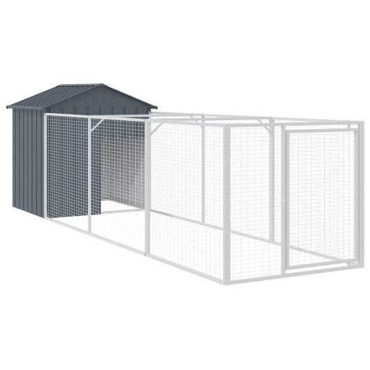 Caseta Perros Con Tejado Acero Galvanizado Gris 117x405x123 Cm_0