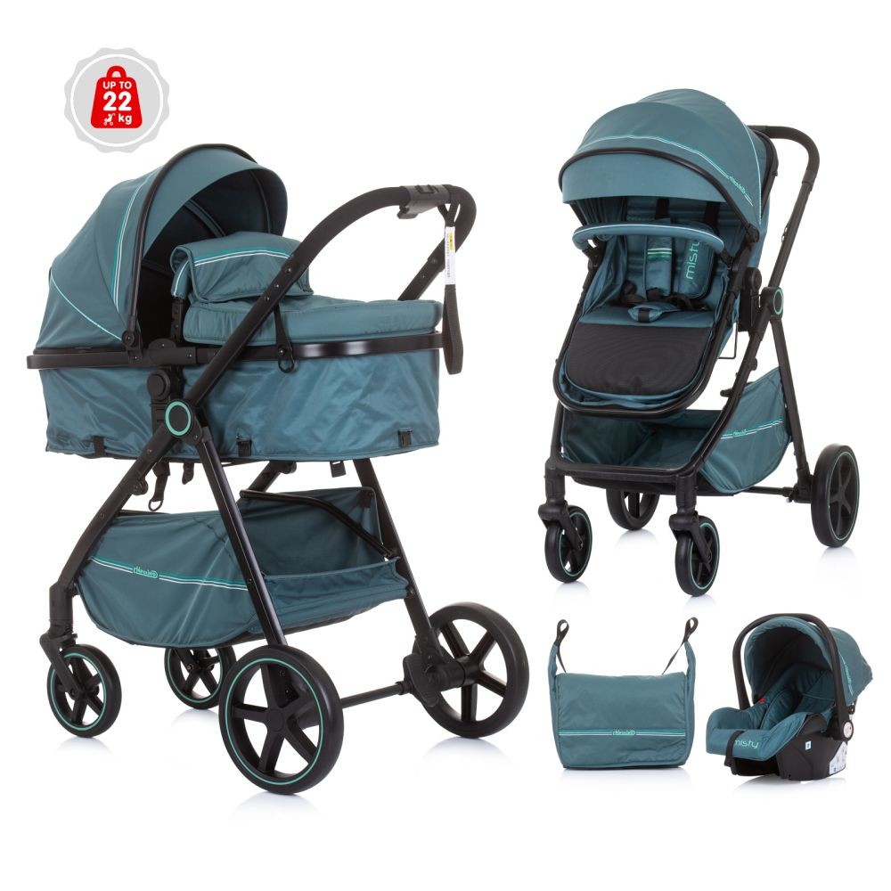 Carrito De Bebé Trio Convertible Misty Hasta 22 Kg Aloe_0