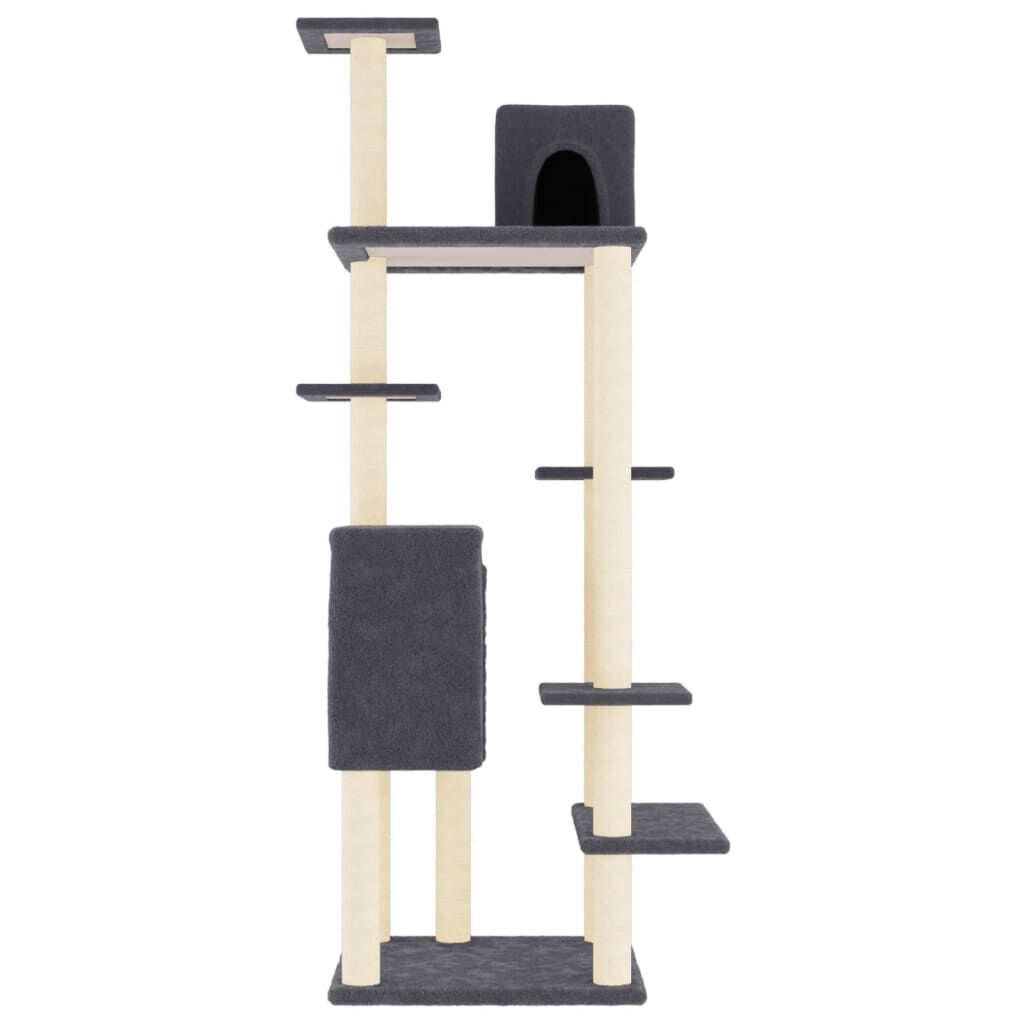 Vidaxl Rascador Para Gatos Con Postes De Sisal Gris Oscuro 154 Cm_3