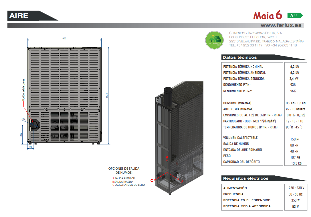 Bricosol Estufa De Pellets Maia 6 Blanco Perla De Ferlux_4