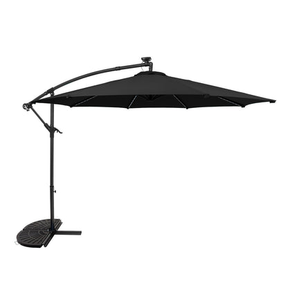 Parasol Excéntrico Led De 3 M Con Base De Medio Abanico – Negro_0