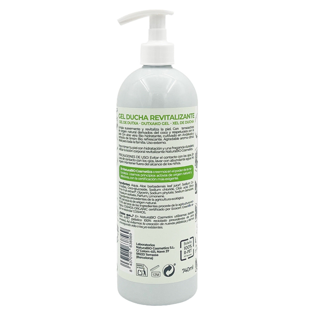 Gel de banho revitalizante biológico Naturabio Limão e Aloé 740 ml
