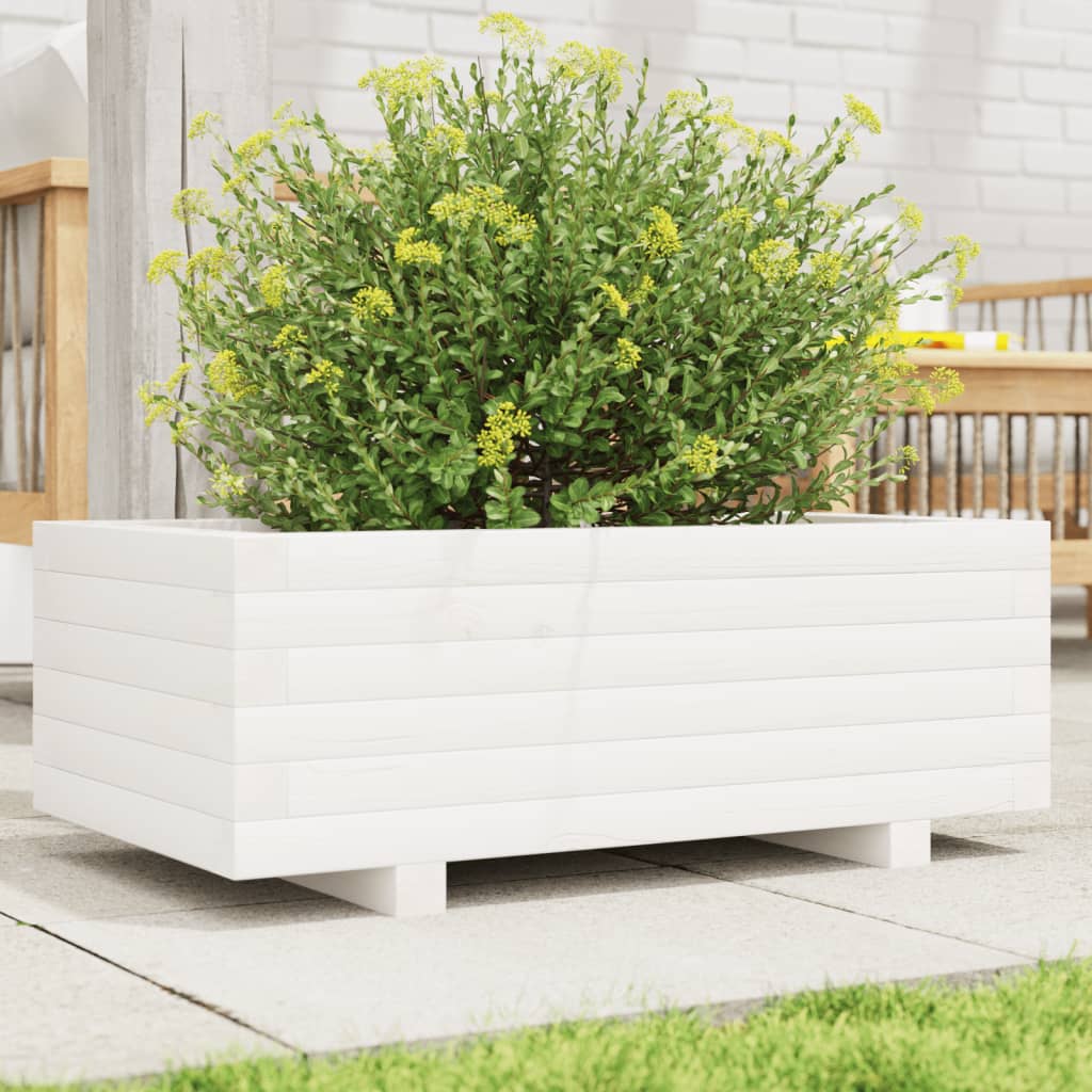 Jardinera De Madera Maciza De Pino Blanco 70x40x26,5 Cm_1