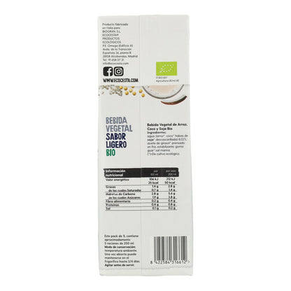 Bebida Vegetal Biológica Sabor Leve ECOCESTA 1L