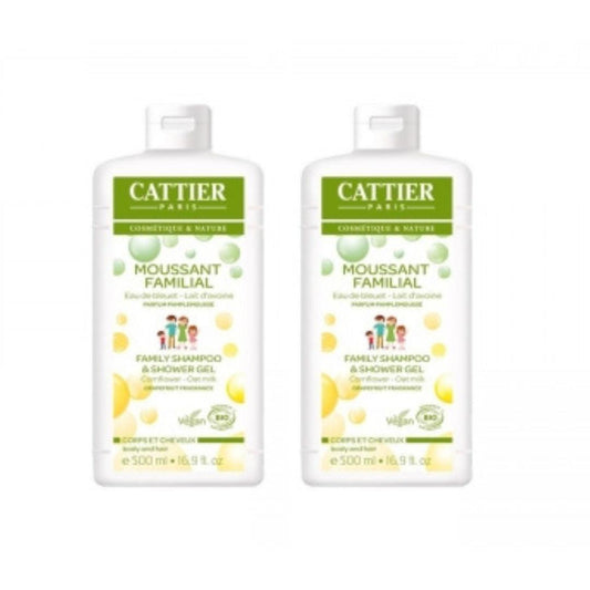 Embalagem 2x gel de banho Cattier e champô suave 2x500ml