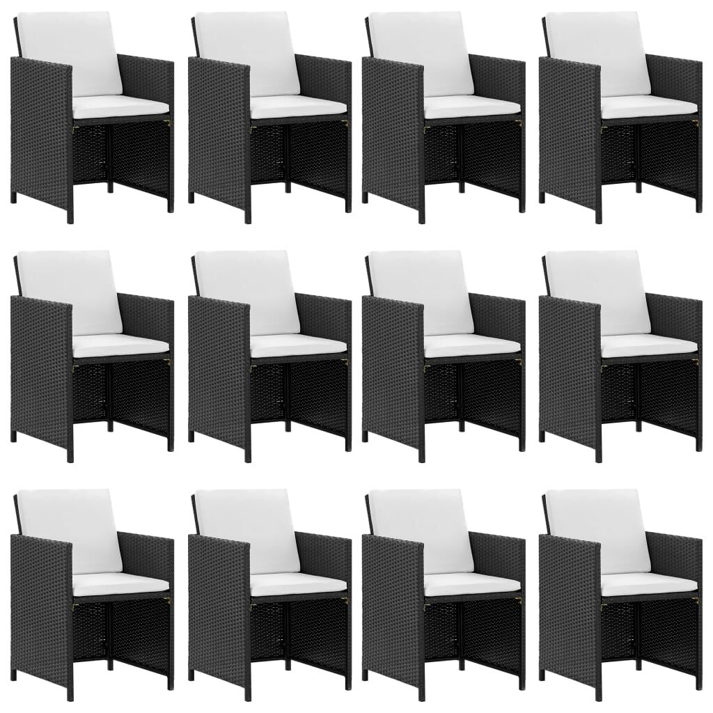 Vidaxl Set Comedor De Jardín 13 Piezas Y Cojines Ratán Sintético Negro_1