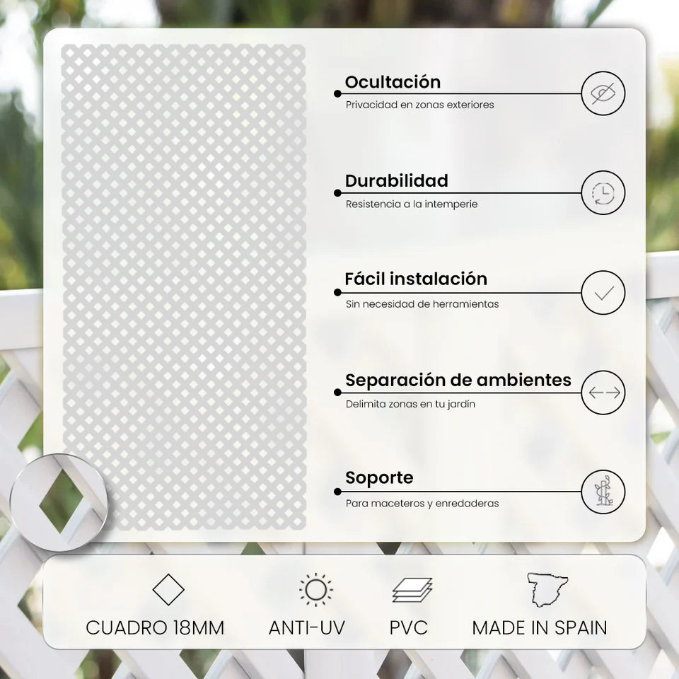 Pack Instalación Horizontal 2 Celosías Pvc 18 Mm Blanco Con Perfiles Y Unión 0,8x1,15 M_5