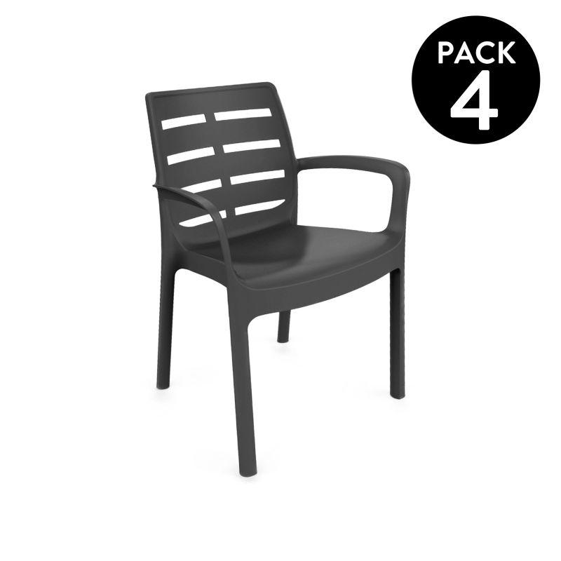 Pack 4 Sillas De Exterior Maui Apilables, Polipropileno, Antracita, 61 X 82 X 54_0