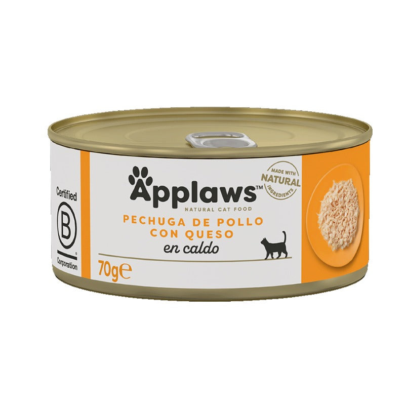 Applaws Cat Can Frango com Queijo 70g Ração Húmida Natural para Gatos Sem Grão
