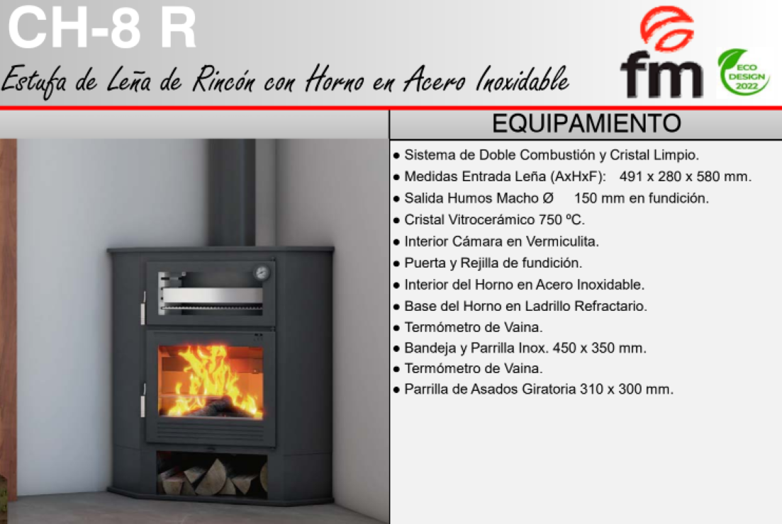BRICOSOL Estufa Leña Rincón FM modelo CH-8 R con Horno_0