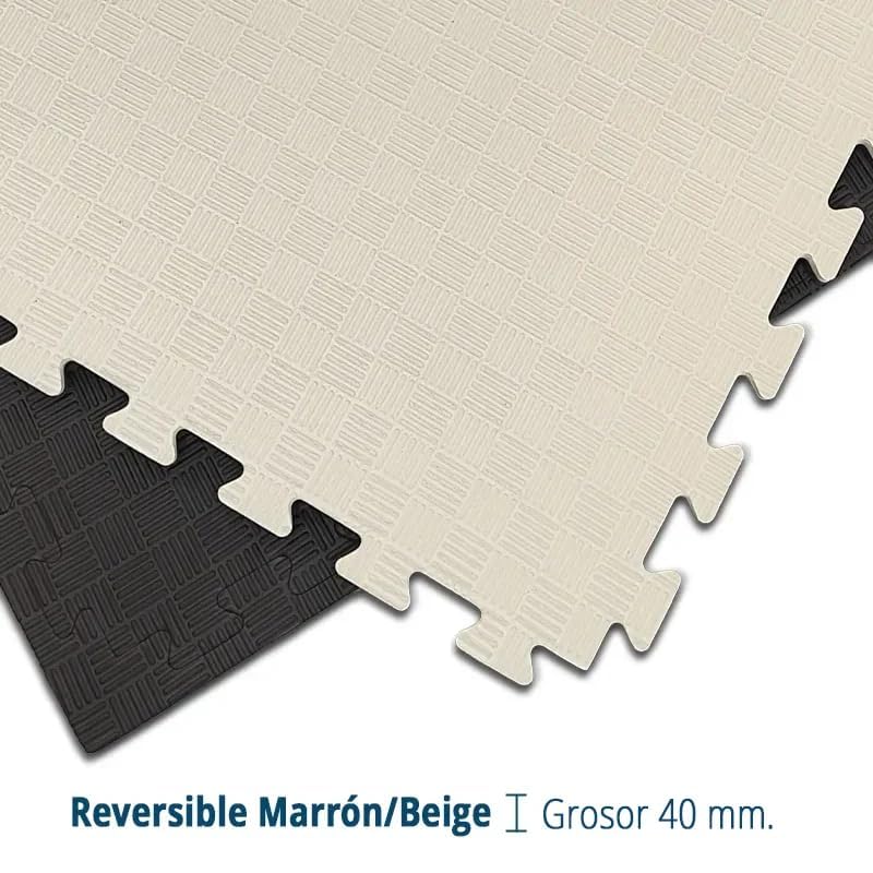 Artatami® Tatami Puzzle 1x1x40 mm Marron - Beige Pack Ahorro【20 Unidades】 Alta Densidad EVA – Judo, BJJ, MMA y Lucha_4