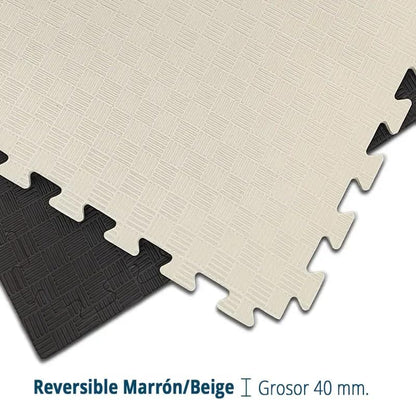 Artatami® Tatami Puzzle 1x1x40 mm Marron - Beige Pack Ahorro【2 Unidades】 Alta Densidad EVA – Judo, BJJ, MMA y Lucha_4