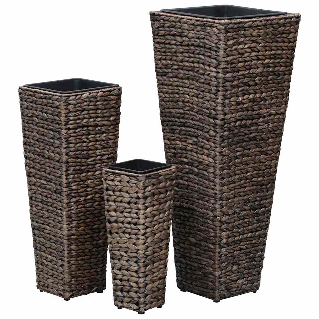 Conjunto De Arriates 3 Piezas Jacinto De Agua Marrón Oscuro_2