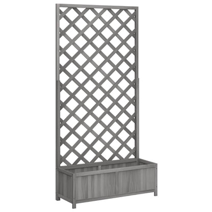 Jardinera Con Enrejado Gris 90x35x180 Cm Madera Maciza De Abeto_0